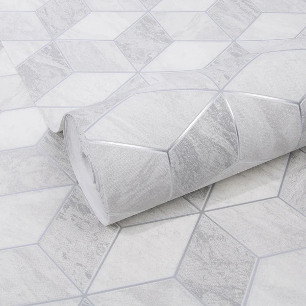 Vliestapete Geo Marmor - Grau - 0,52m x 10,05m x 0,02m - Image 3