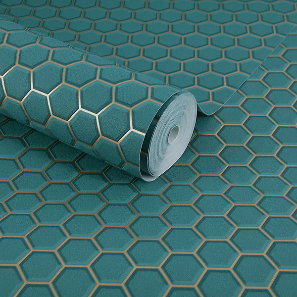 Vliestapete Hexagon Chic - Grün - 0,52m x 10,05m x 0,02m - Grün - Image 3