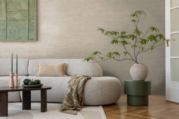 Vliestapete Hoa Stoff-Optik - Vlies - Beige - Image 2