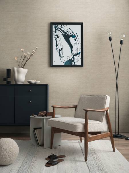 Vliestapete Hoa Stoff-Optik - Vlies - Beige - Image 5