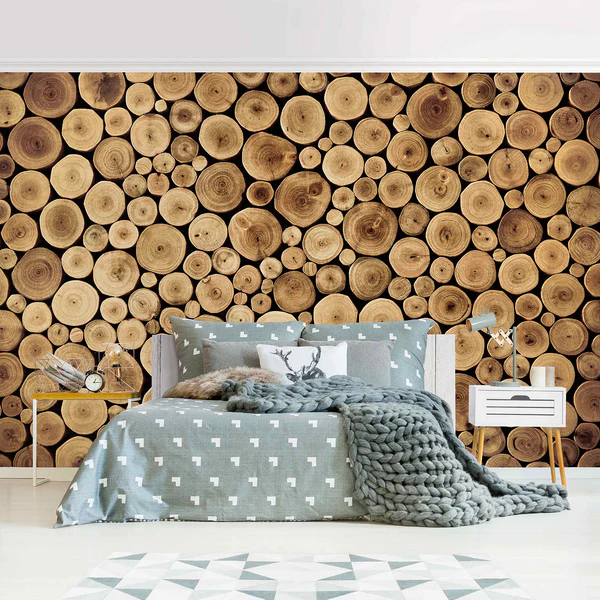Vliestapete Homey Firewood - Vliespapier - Braun - 384 x 255 cm - Image 2