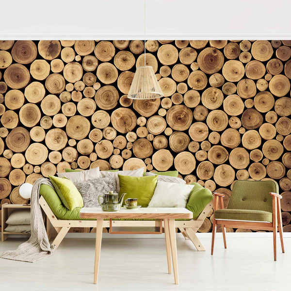 Vliestapete Homey Firewood - Vliespapier - Braun - 384 x 255 cm - Image 3