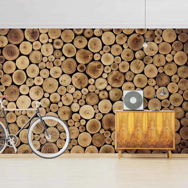 Vliestapete Homey Firewood - Vliespapier - Braun - 384 x 255 cm - Image 4