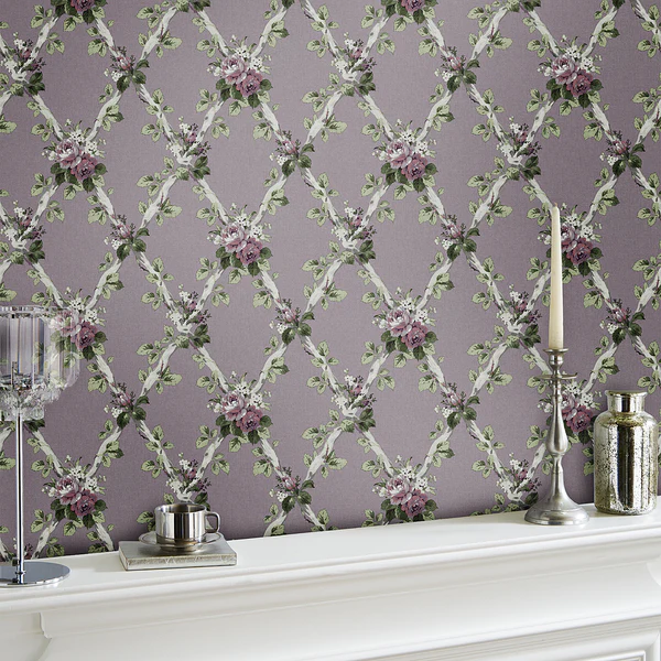 Vliestapete Laura Ashley Elwyn - 10 m x 52 cm - Violett - Image 3