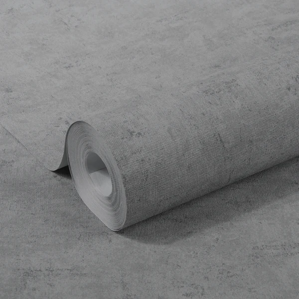 Vliestapete Leinen Beton - Grau - 0,52m x 10,05m x 0,02m - Grau - Image 3