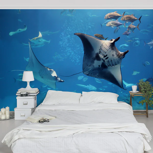 Vliestapete Manta Ray - Vliespapier - Blau - 432 x 290 cm - Image 2