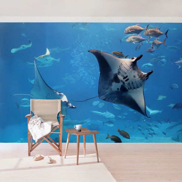 Vliestapete Manta Ray - Vliespapier - Blau - 432 x 290 cm - Image 3