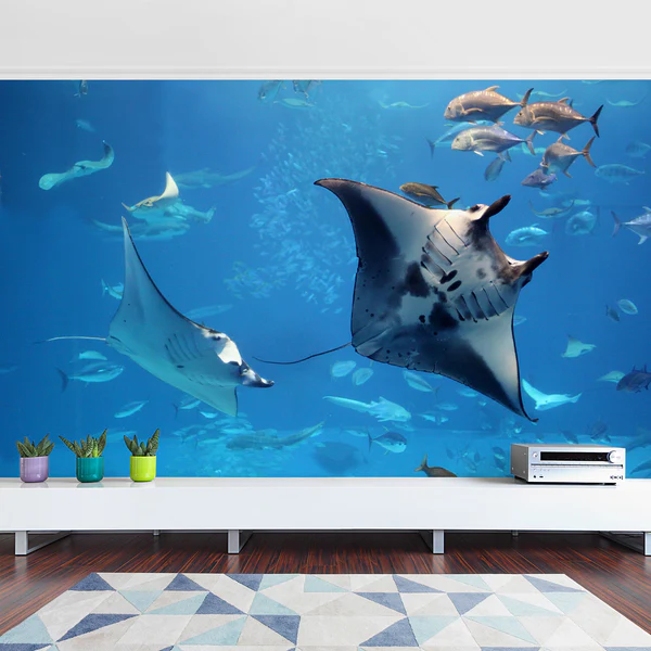 Vliestapete Manta Ray - Vliespapier - Blau - 432 x 290 cm - Image 4