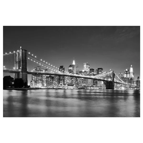 Vliestapete Nighttime Manhattan Bridge - Vliespapier - Schwarz / Weiß - 432 x 290 cm