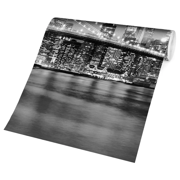 Vliestapete Nighttime Manhattan Bridge - Vliespapier - Schwarz / Weiß - 432 x 290 cm - Image 5