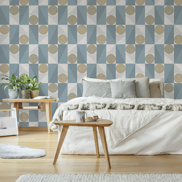 Vliestapete Scandi Geometrisch - Blau - 0,52m x 10,05m x 0,02m - Schwedisch Weiß / Pastellblau - Image 2