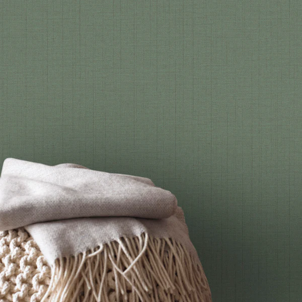 Vliestapete Textil - Vlies - Dunkelgrün - Image 3