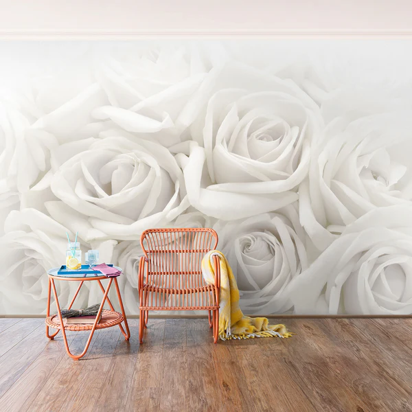 Vliestapete Weiße Rosen - Vliespapier - Weiß - 432 x 290 cm - Image 2