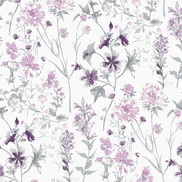 Vliestapete Wild Meadow - Vlies - Pink