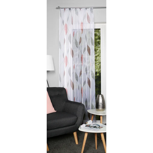 Vorhang mit Kräuselband Paolo - Polyester - Rot / Weiß - 140 x 245 cm
