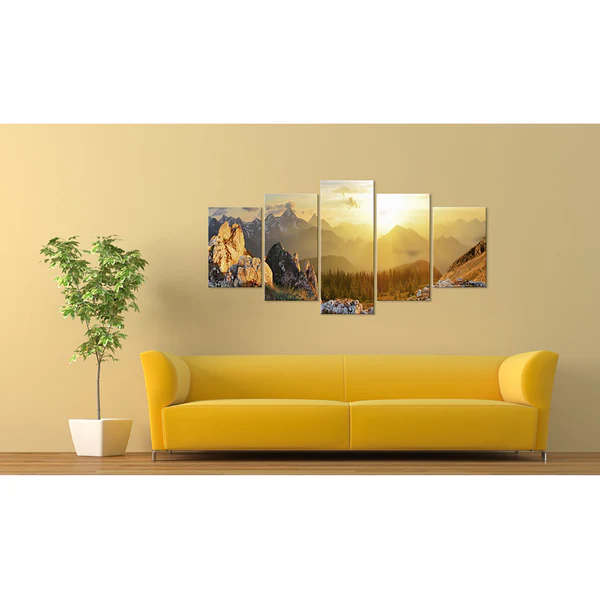 Wandbild Begrüßung der Sonne - Leinwand - Mehrfarbig - 200 x 100 cm - Image 4
