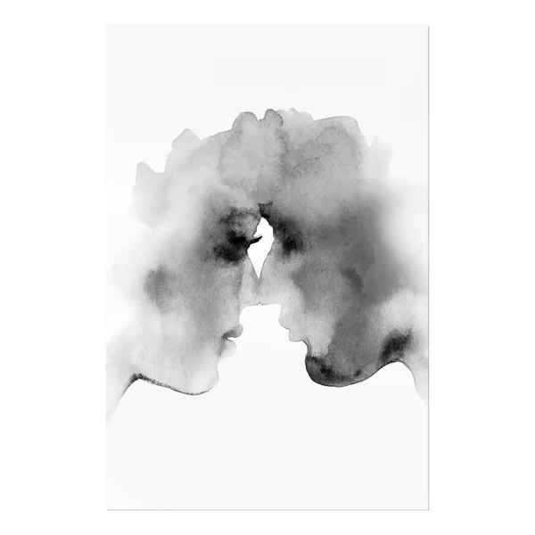 Wandbild Blurred Thoughts - Holzwerkstoff & Leinen - Schwarz-Weiß