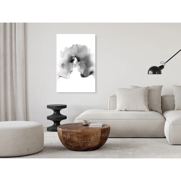 Wandbild Blurred Thoughts - Holzwerkstoff & Leinen - Schwarz-Weiß - Image 2