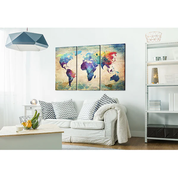 Wandbild Bunte Weltkarte Triptychon - Leinwand - Mehrfarbig - 90 x 60 cm - Image 3