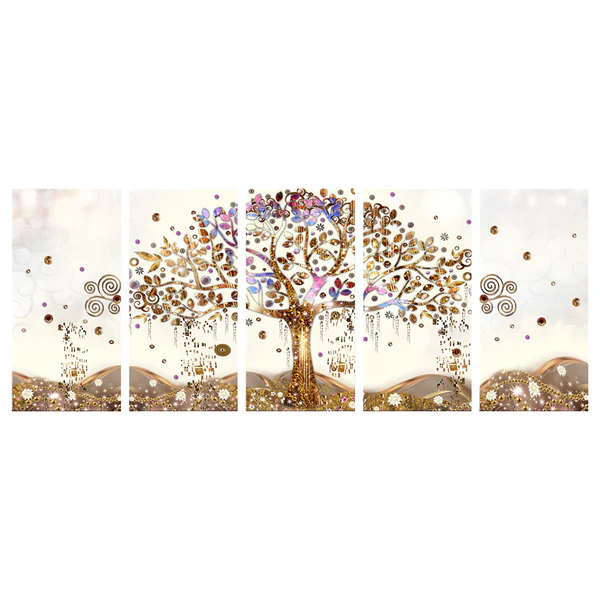 Wandbild Dazzling Tree - Leinwand - Beige - 200 x 80 cm