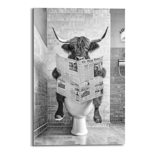 Wandbild Highlander Toilet - Schwarz - 60 x 90 cm