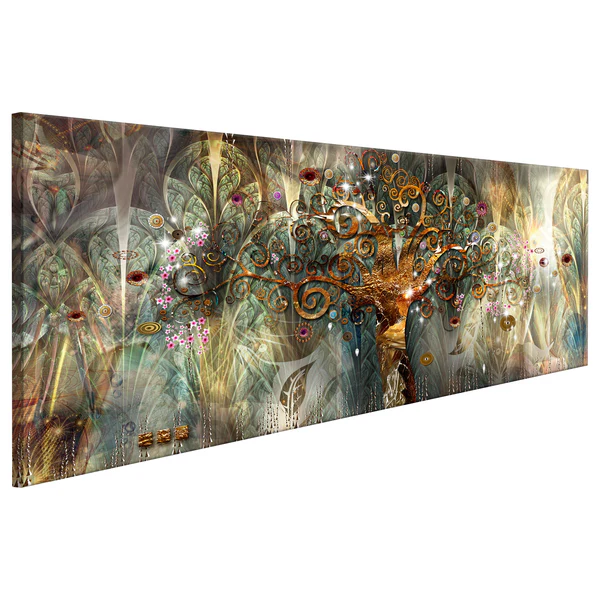 Wandbild Land of Happiness - MDF / Leinwand - Mehrfarbig - 135 x 45 cm