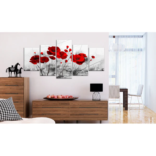 Wandbild Mohnblumen - Leinwand - Rot - 200 x 100 cm - Image 2