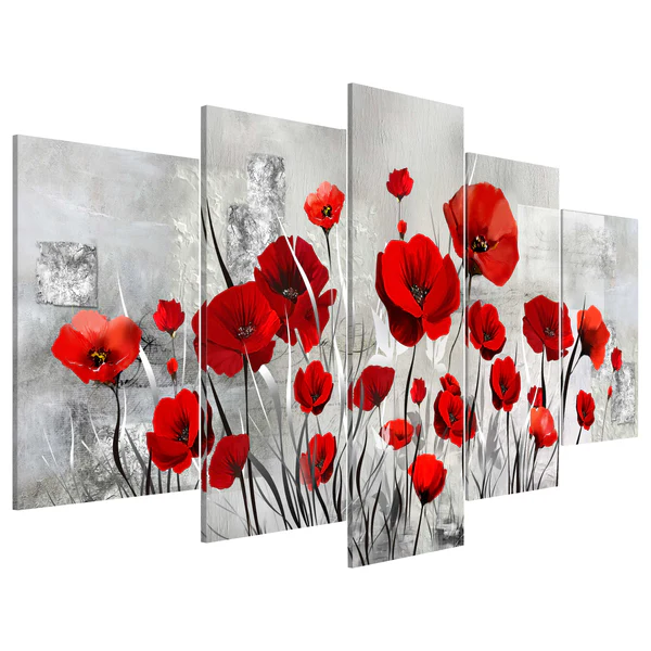 Wandbild Scarlet Cloud - MDF / Leinwand - Mehrfarbig - 200 x 100 cm