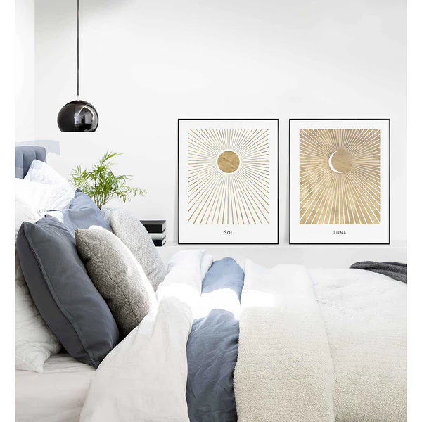 Wandbild Sonne und Mond 2-teilig - Art Print auf MDF - 40 x 50 cm - Image 2