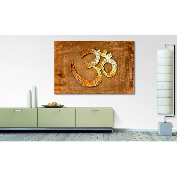 Wandbild Spirit Of OM I - Leinen / Massivholz Fichte - Braun / Orange - Image 2