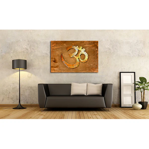 Wandbild Spirit Of OM I - Leinen / Massivholz Fichte - Braun / Orange - Image 3