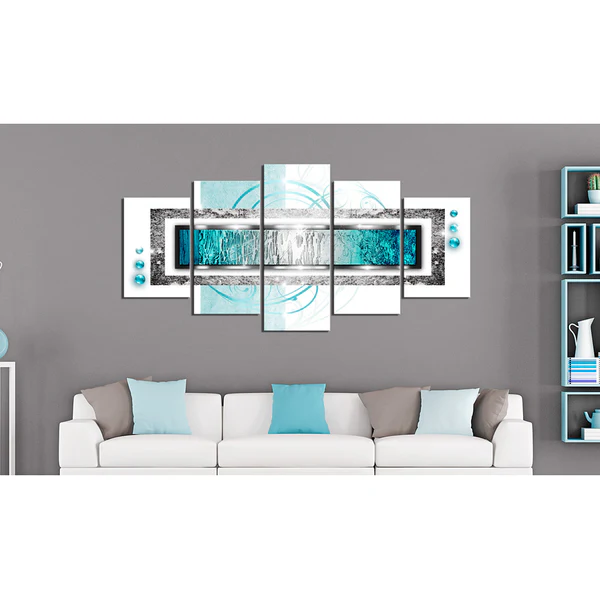 Wandbild Türkisfarbenes Gewitter - MDF / Leinwand - Mehrfarbig - 100 x 50 cm - Image 2
