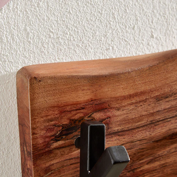 Wandgarderobe Damgarten - Akazie Massiv / Eisen - Braun / Schwarz - 60 x 17 cm - Image 5