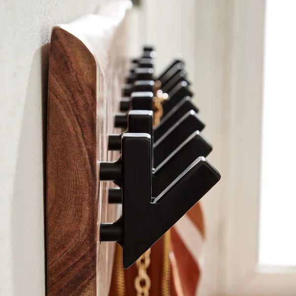 Wandgarderobe Damgarten - Akazie Massiv / Eisen - Braun / Schwarz - 90 x 19 cm - Image 4