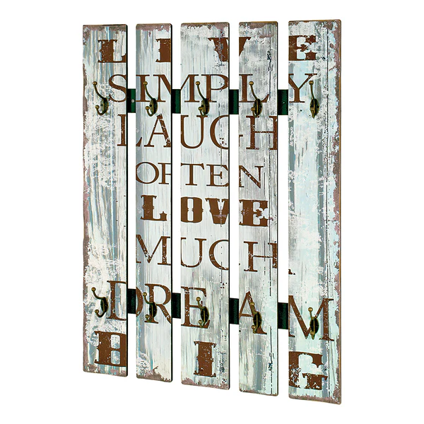 Wandgarderobe Dream Big Vintage II - Braun - Grau - Holzwerkstoff - Metall - 70 x 100 x 9 cm
