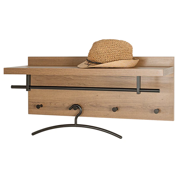 Wandgarderobe Dunnet 75 cm - Eiche Dekor / Schwarz - Image 3