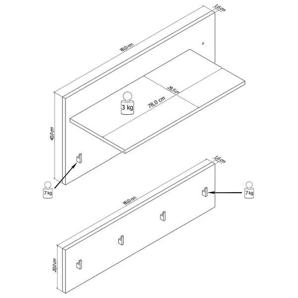 Wandgarderobe Liffre - Eiche Artisan Dekor / Hochglanz Weiß - Image 6