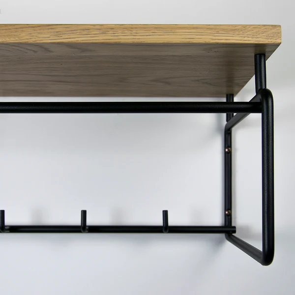 Wandgarderobe Opp III - Eiche massiv / Metall - Eiche / Schwarz - Image 4
