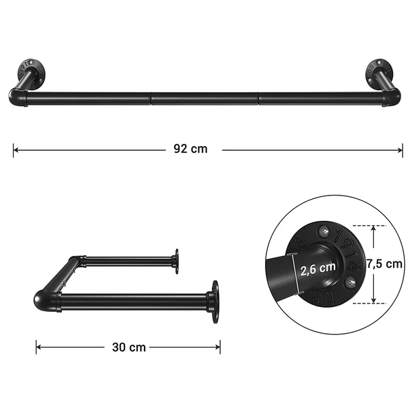 Wandgarderobe Wellsville (2er-Set) - Metall - Schwarz - Image 7