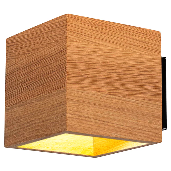 Wandleuchte Block Wood - Eiche Massiv - Eiche / Schwarz - 1-flammig