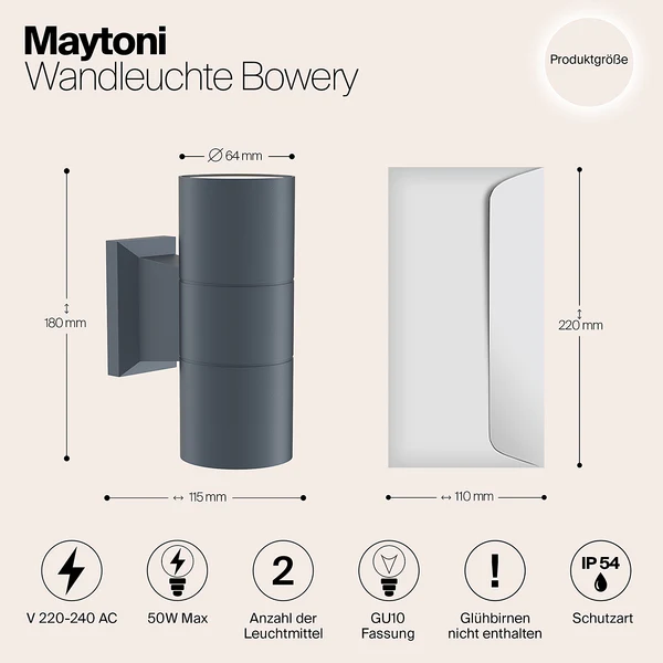Wandleuchte Bowery Typ A - Aluminium - 2-flammig - Image 7