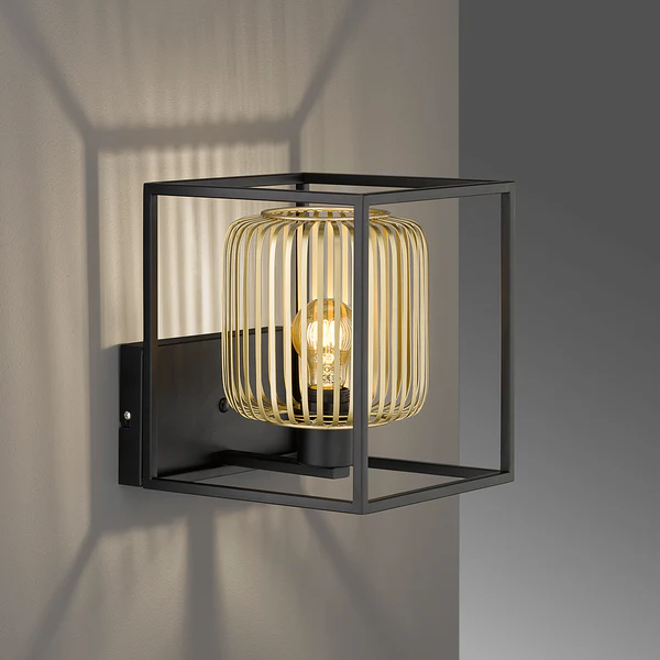 Wandleuchte Caydo - Edelstahl - Schwarz / Gold - 1-flammig - Image 2
