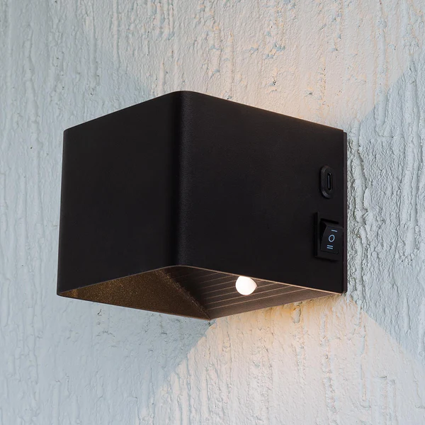 Wandleuchte Cube - Eisen - 1-flammig - Schwarz