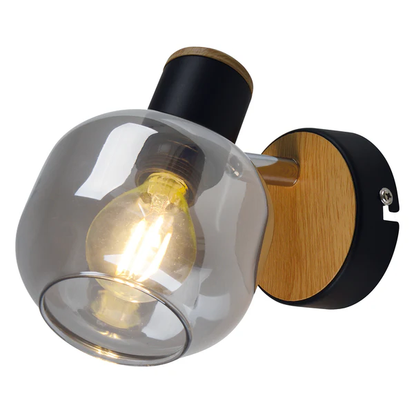 Wandleuchte Fumoso - Klarglas / Aluminium - 1-flammig