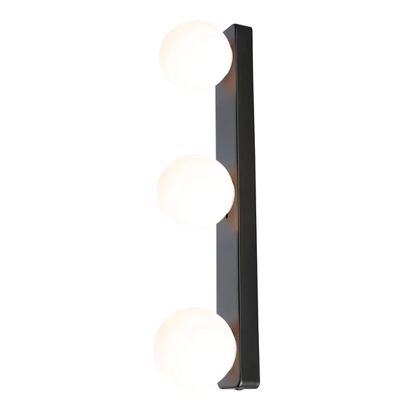 Wandleuchte Gove Balken - Opalglas / Aluminium - 3-flammig - Schwarz