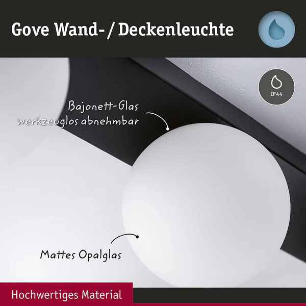 Wandleuchte Gove Balken - Opalglas / Aluminium - 3-flammig - Schwarz - Image 9