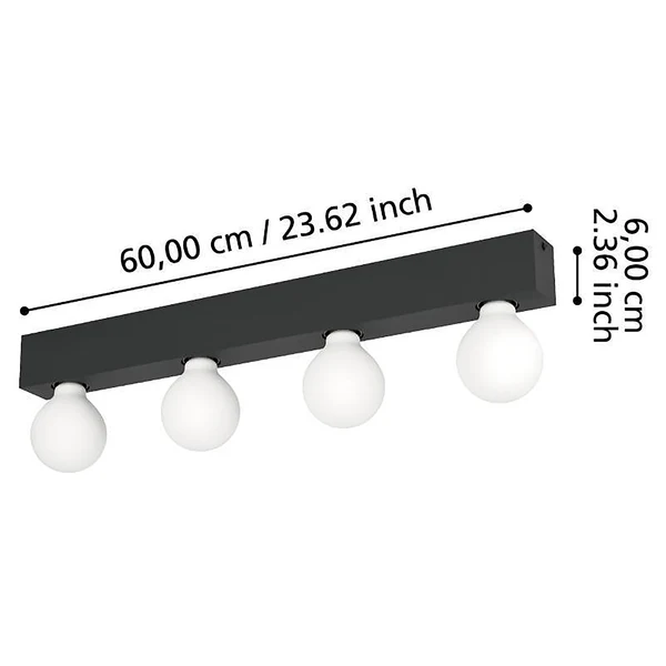 Wandleuchte Guanal - Stahl / Aluminium - 4-flammig - Schwarz - Image 6