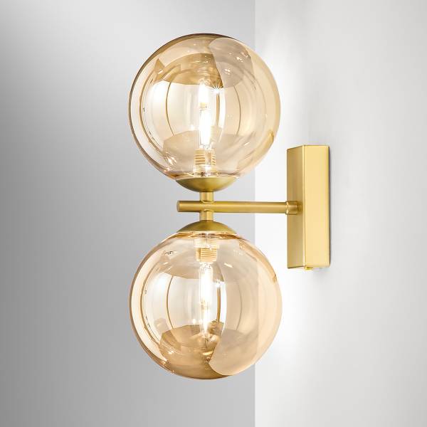 Wandleuchte Honey - Farbglas / Aluminium - 2-flammig - Gold