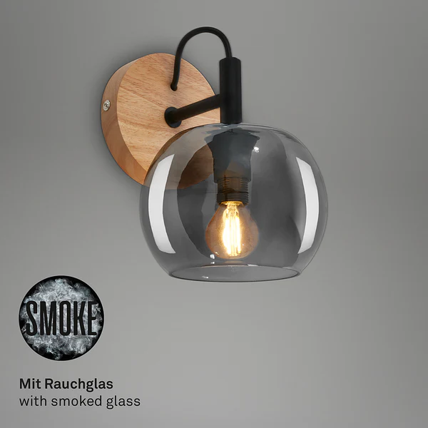 Wandleuchte Jiroma - Aluminium / Rauchglas - Schwarz / Braun - Image 5