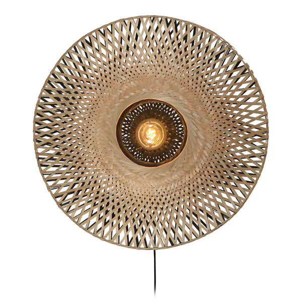 Wandleuchte Kalimantan - Bambus massiv / Eisen - 1-flammig - Durchmesser: 60 cm